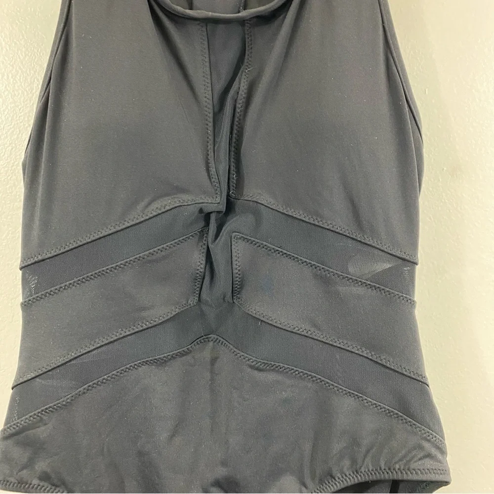 bond-eye Australia Zip Racer Back Mesh Sail Affair Swimsuit Black High Neck Sz 6
